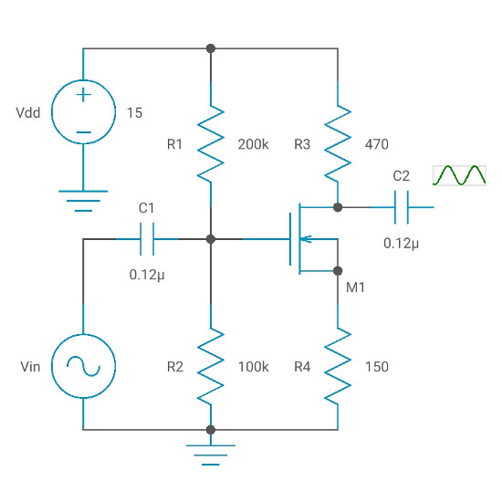 Single stage MOSFET amplifier