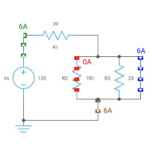 Series-parallel circuit with short