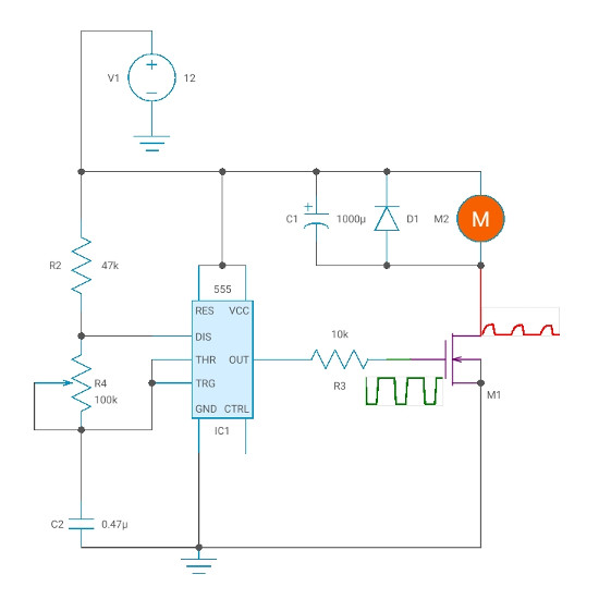 DC motor control using MOSFET