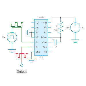 Monostable multivibrator with 74121