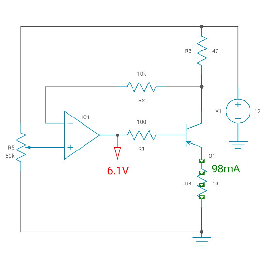 Constant current using opamp