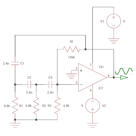RC oscillator using opamp