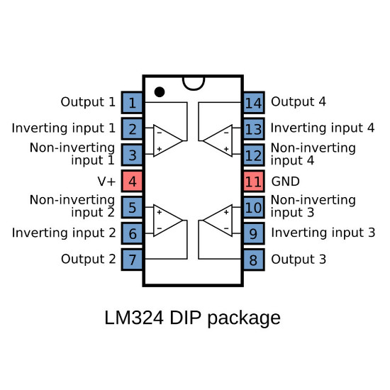 LM324 quad opamp pinout