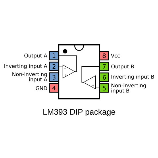 LM393 dual comparator pinout
