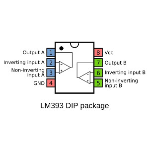 LM393 dual comparator pinout