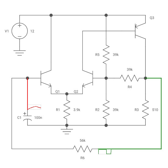 Transistor Schmitt trigger oscillator