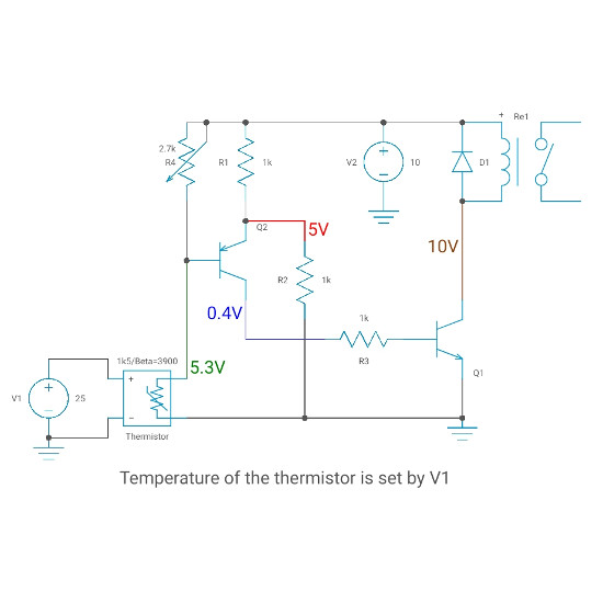 Temperature relay circuit