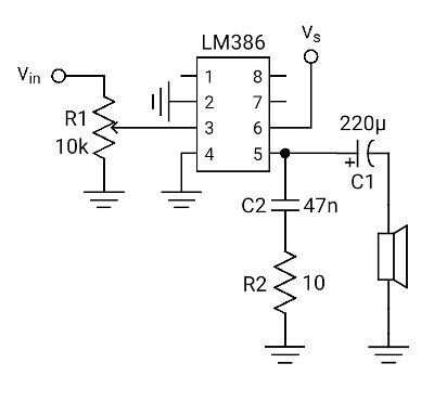Audio amplifier with gain of 20