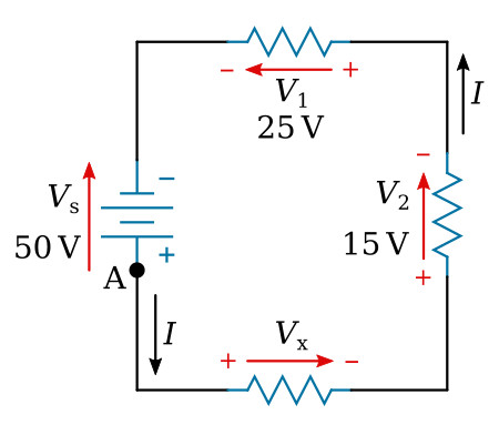 Determining unknown voltage in a series circuit