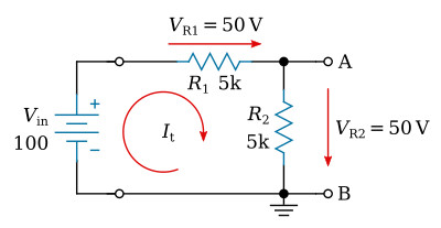 Simple voltage divider with no load applied