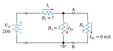 Example circuit for proposed voltage divider