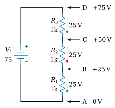 Reference points in a series circuit