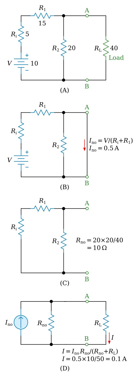 Transition of a network to resultant Norton-equivalent circuit