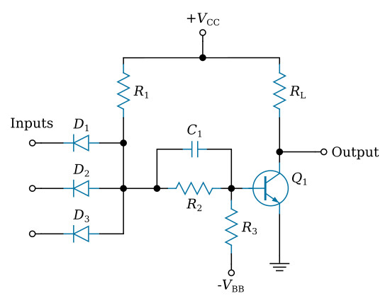 Basic diode-transistor logic circuit