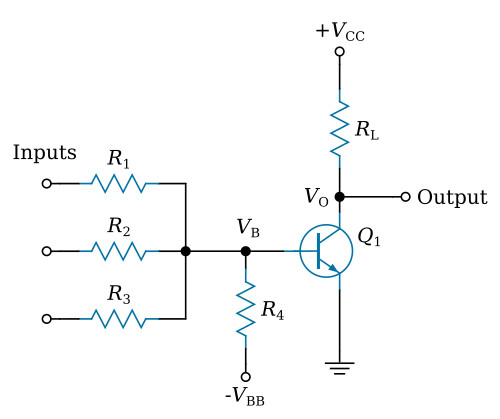 Basic one-transistor RTL NOR circuit