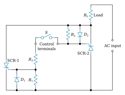 AC switch with two SCRs