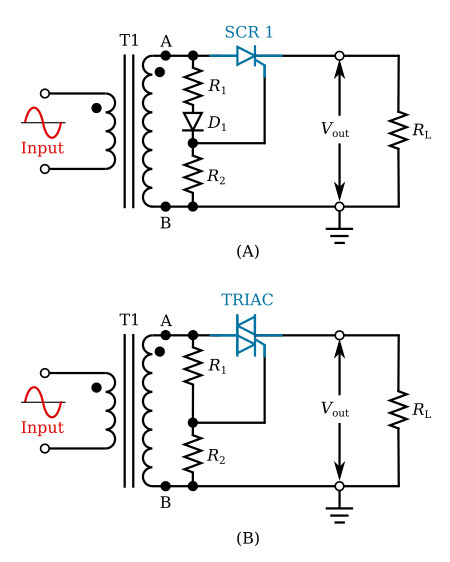 Comparison of SCR and TRIAC circuits