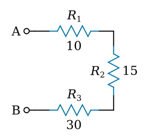 Series circuit with three resistors